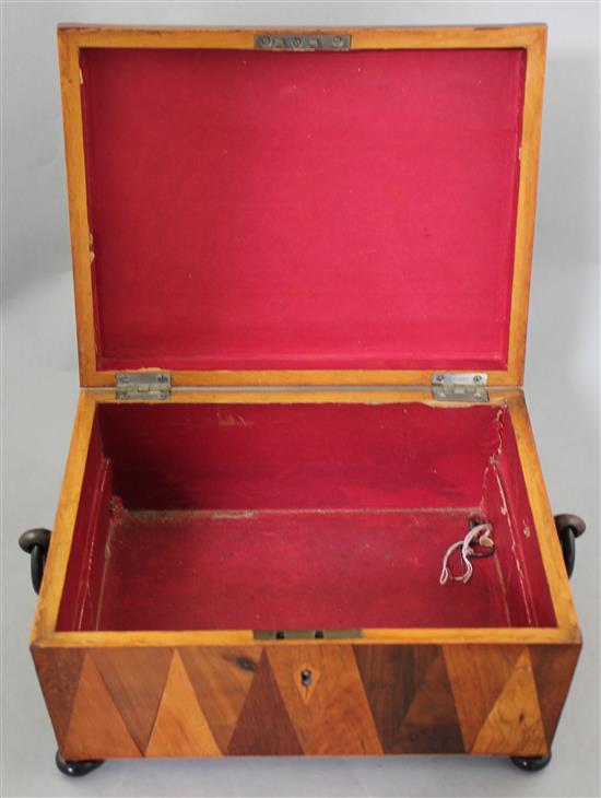 A Victorian Tunbridgeware work box, 11.5in.